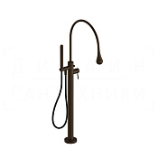 Gessi Goccia Смеситель для ванны напольный, с душевым гарнитуром, излив 38,7 см, цвет: dark bronze 33029#845