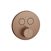 Gessi Hi-Fi Термостат для душа встраиваемый, на 2 потребителя, внеш. часть, цвет: copper brushed PVD 38713#708