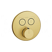 Gessi Hi-Fi Термостат для душа встраиваемый, на 2 потребителя, внешняя часть, цвет: gold brushed 38713#716