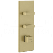 Gessi Rettangolo Термостат для душа встраиваемый, на 2 потреб., внеш. часть, цвет: brushed brass PVD 43024#727