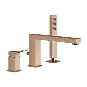 Gessi Rettangolo K Смеситель на борт ванны на 3 отв., с руч. душем, излив 19,5 см, цвет: copper PVD 53037#030