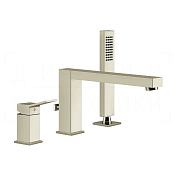 Gessi Rettangolo K Смеситель на борт ванны на 3 отв., с руч. душем, излив 19,5 см, цвет: nickel PVD 53037#720