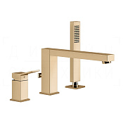 Gessi Rettangolo K Смеситель на борт ванны на 3 отв., с руч. душем, излив 19,5 см, цвет: warm bronze 53037#735