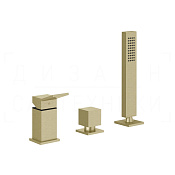 Gessi Rettangolo K Смеситель на борт ванны на 3 отв., без излива, с ручным душем, цвет: brass PVD 53043#727