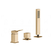 Gessi Rettangolo K Смеситель на борт ванны на 3 отв., без излива, с ручным душем, цвет: warm bronze 53043#735