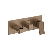 Gessi Rettangolo K Смеситель для душа встраив., на 2 потр., внешняя часть, цвет: copper brushed PVD 53140#708