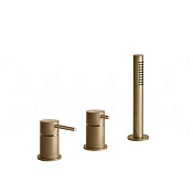 Gessi 316 Смеситель на борт ванны на 3 отв., без излива, с руч. душем, цвет: warm bronze brushed PVD 54043#726