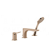 Gessi Rilievo Смеситель на борт ванны на 3 отвер., с ручным душем, излив 19,1 см, цвет: copper PVD 59037#030