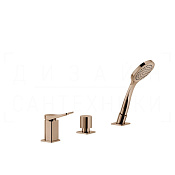 Gessi Rilievo Смеситель на борт ванны на 3 отверстия, без излива, с ручным душем, цвет: copper PVD 59043#030