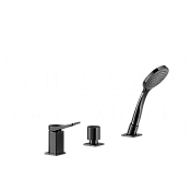 Gessi Rilievo Смеситель на борт ванны на 3 отв., без излива, с ручным душем, цвет: black metal PVD 59043#706