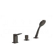 Gessi Rilievo Смеситель на борт ванны на 3 отв., без излива, с руч. душем, цвет: black metal brushed 59043#707