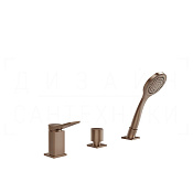 Gessi Rilievo Смеситель на борт ванны на 3 отв., без излива, с руч. душем, цвет: copper brushed PVD 59043#708