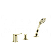 Gessi Rilievo Смеситель на борт ванны на 3 отверстия, без излива, с ручным душем, цвет: brass PVD 59043#710