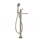 Gessi Rilievo Смеситель для ванны напольный, с душ. гарн., излив 24,2 см, цвет: finox brushed nickel 59131#149