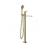 Gessi Rilievo Смеситель для ванны напольный, с душевым гарнитуром, излив 24,2 см, цвет: brass PVD 59131#710