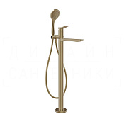 Gessi Rilievo Смеситель для ванны напольный, с душ. гарн., излив 24,2 см, цвет: warm bronze brushed 59131#726