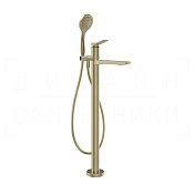 Gessi Rilievo Смеситель для ванны напольный, с душевым гарн., излив 24,2 см, цвет: brushed brass PVD 59131#727