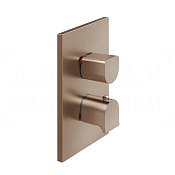 Gessi Rilievo Термостат для душа встраиваемый, на 1 потреб., внешняя часть, цвет: copper brushed PVD 59132#708