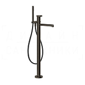 Gessi Anello Смеситель для ванны напольный, с душевым гарнитуром, излив 26 см, цвет: aged bronze 63328#187