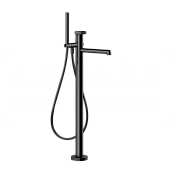 Gessi Anello Смеситель для ванны напольный, с душевым гарнитуром, излив 26 см, цвет: black metal PVD 63328#706