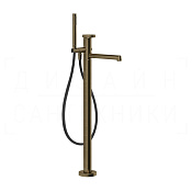 Gessi Anello Смеситель для ванны напольный, с душевым гарнитуром, излив 26 см, цвет: antique brass 63328#713