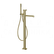 Gessi Anello Смеситель для ванны напольный, с душевым гарнит., излив 26 см, цвет: brushed brass PVD 63328#727