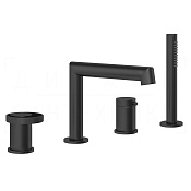 Gessi Anello Смеситель на борт ванны на 4 отверстия, с ручным душем, излив 19 см, цвет: matte black 63337#299