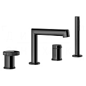 Gessi Anello Смеситель на борт ванны на 4 отв., с ручным душем, излив 19 см, цвет: black metal PVD 63337#706