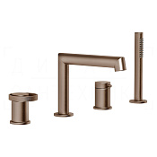 Gessi Anello Смеситель на борт ванны на 4 отв., с руч. душем, излив 19 см, цвет: copper brushed PVD 63337#708
