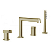Gessi Anello Смеситель на борт ванны на 4 отв., с ручным душем, излив 19 см, цвет: brushed brass PVD 63337#727