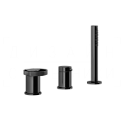 Gessi Anello Смеситель на борт ванны на 3 отвер., без излива, с ручным душем, цвет: black metal PVD 63347#706