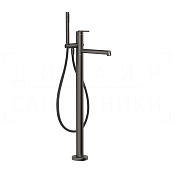 Gessi Ingranaggio Смеситель для ванны напольный, с душевым гарн., излив 26 см, цвет: black metal PVD 63528#707