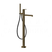 Gessi Ingranaggio Смеситель для ванны напольный, с душевым гарн., излив 26 см, цвет: antique brass 63528#713