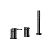 Gessi Ingranaggio Смеситель на борт ванны на 3 отв., без излива, с руч. душем, цвет: black metal PVD 63547#706