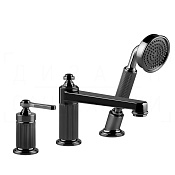 Gessi Venti20 Смеситель на борт ванны на 3 отв., с руч. душем, излив 18,9 см, цвет: black metal PVD 65037#706