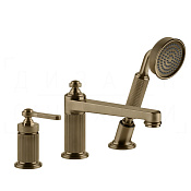 Gessi Venti20 Смеситель на борт ванны на 3 отв., с руч. душем, излив 18,9 см, цвет: deep bronze PVD 65037#791