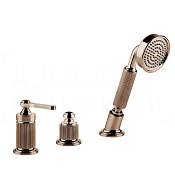 Gessi Venti20 Смеситель на борт ванны на 3 отверстия, без излива, с ручным душем, цвет: copper PVD 65043#030