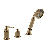 Gessi Venti20 Смеситель на борт ванны на 3 отв., без излива, с руч. душем, цвет: warm bronze brushed 65043#726