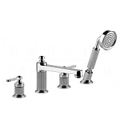 Gessi Venti20 Смеситель на борт ванны на 4 отверстия, с ручным душем, излив 19 см, цвет: chrome 65045#031