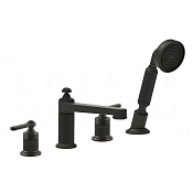Gessi Venti20 Смеситель на борт ванны на 4 отверстия, с ручным душем, излив 19 см, цвет: aged bronze 65045#187