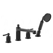 Gessi Venti20 Смеситель на борт ванны на 4 отверстия, с ручным душем, излив 19 см, цвет: matte black 65045#299