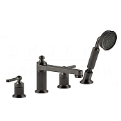 Gessi Venti20 Смеситель на борт ванны на 4 отв., с ручным душем, излив 19 см, цвет: black metal PVD 65045#707