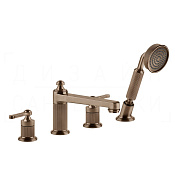 Gessi Venti20 Смеситель на борт ванны на 4 отв., с руч. душем, излив 19 см, цвет: copper brushed PVD 65045#708
