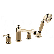 Gessi Venti20 Смеситель на борт ванны на 4 отв., с ручным душем, излив 19 см, цвет: warm bronze PVD 65045#735