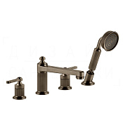 Gessi Venti20 Смеситель на борт ванны на 4 отв., с руч. душем, излив 19 см, цвет: coffee bronze PVD 65045#761
