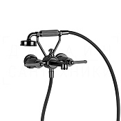 Gessi Venti20 Смеситель для ванны, с душевым гарнитуром, излив 22 см, цвет: black metal PVD 65113#706