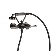 Gessi Venti20 Смеситель для ванны, с душевым гарнитуром, излив 22 см, цвет: black metal brushed PVD 65113#707