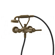 Gessi Venti20 Смеситель для ванны, с душевым гарнитуром, излив 22 см, цвет: antique brass 65113#713