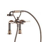 Gessi Venti20 Смеситель на борт ванны на 2 отверстия, с ручным душем, излив 25 см, цвет: copper PVD 65115#030
