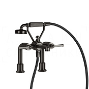 Gessi Venti20 Смеситель на борт ванны на 2 отв., с ручным душем, излив 25 см, цвет: black metal PVD 65115#707